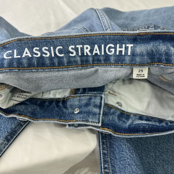 J Crew Women's Light Wash Classic Straight Jeans 25 Cropped Raw Hem - Picture 5 of 12